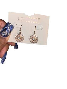 LC Lauren Conrad Gold Tone Crystal Sunflower Drop Earrings